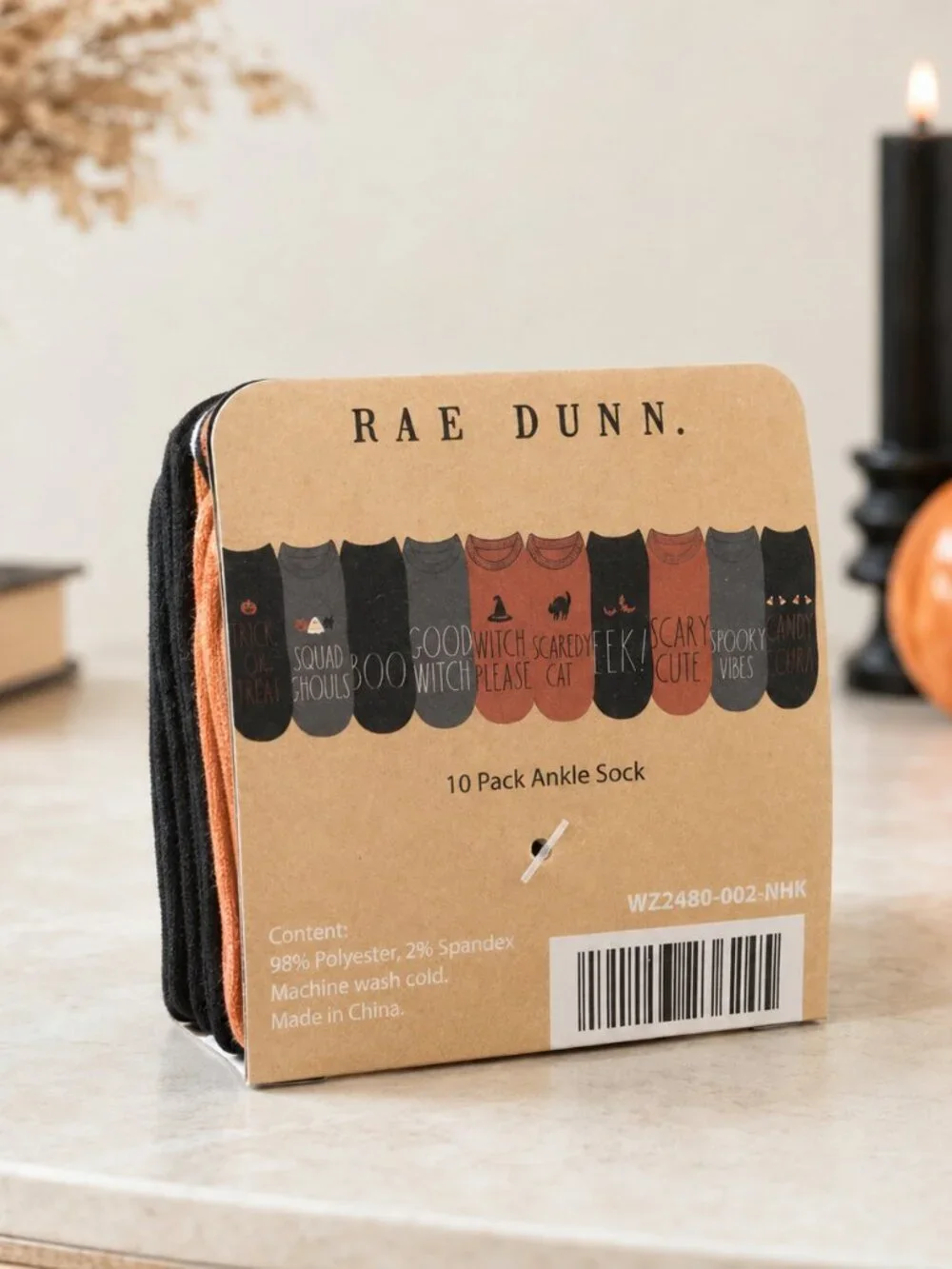 Rae Dunn Halloween Ankle Socks 10 Pack Trick or Treat NWT